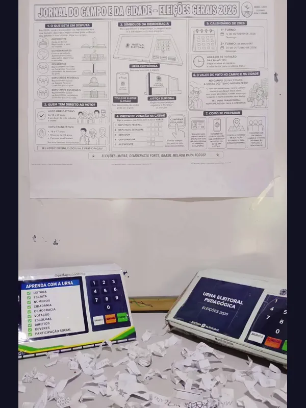 Urna Eletrônica Pedagógica 2.0: painel do leitor e teclado numérico em detalhe